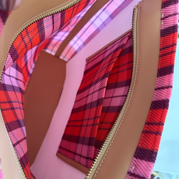 💖 New Tory burch EMERSON MESH N/S MARKET TOTE PINK / RED MULTI - Picture 9 of 12